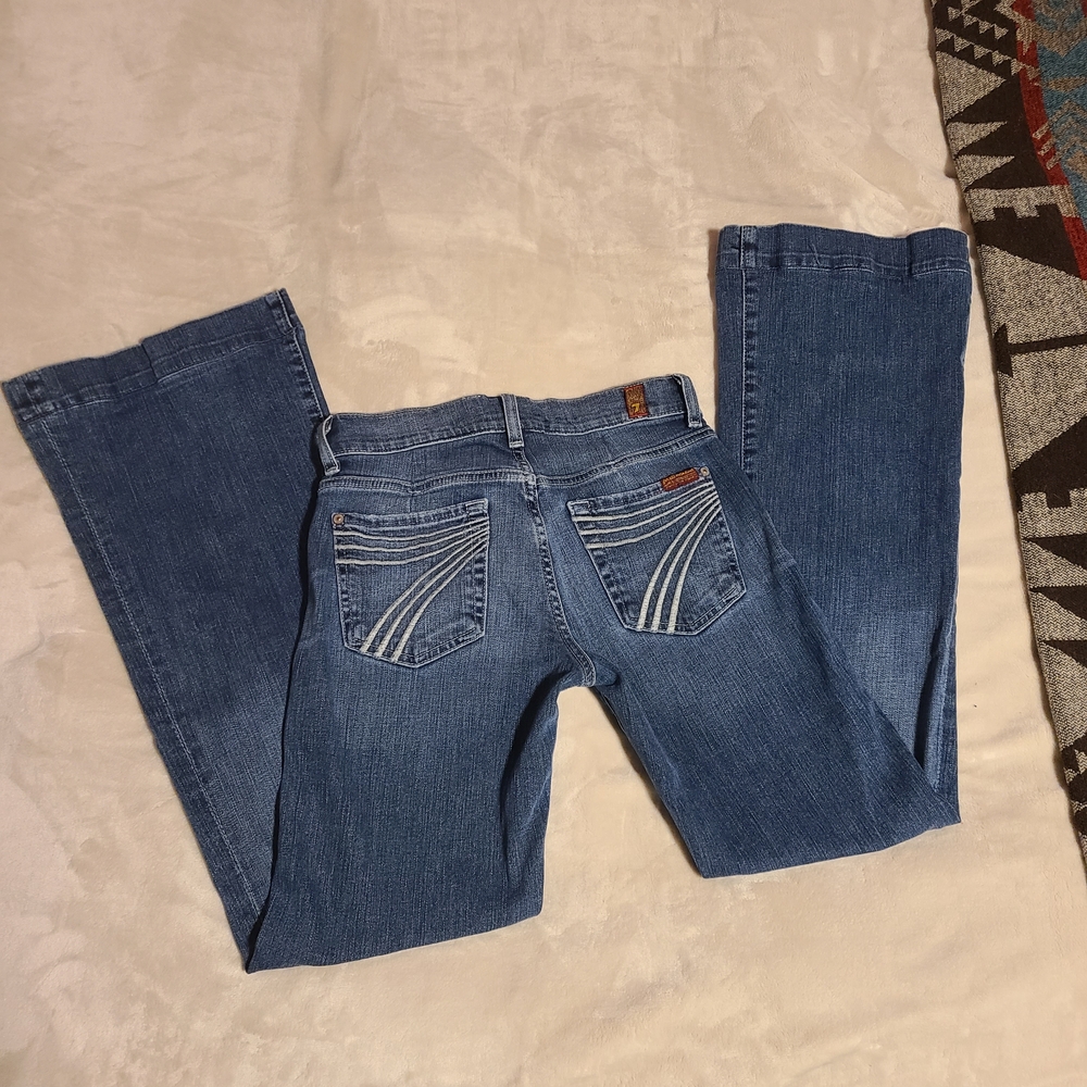 7 For All Mankind Blue Flare & Wide Leg Jeans